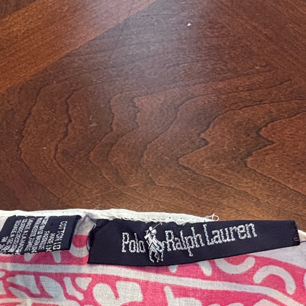 Polo Ralph Lauren Pink and White floral paisley cotton scarf - Picture 2 of 4